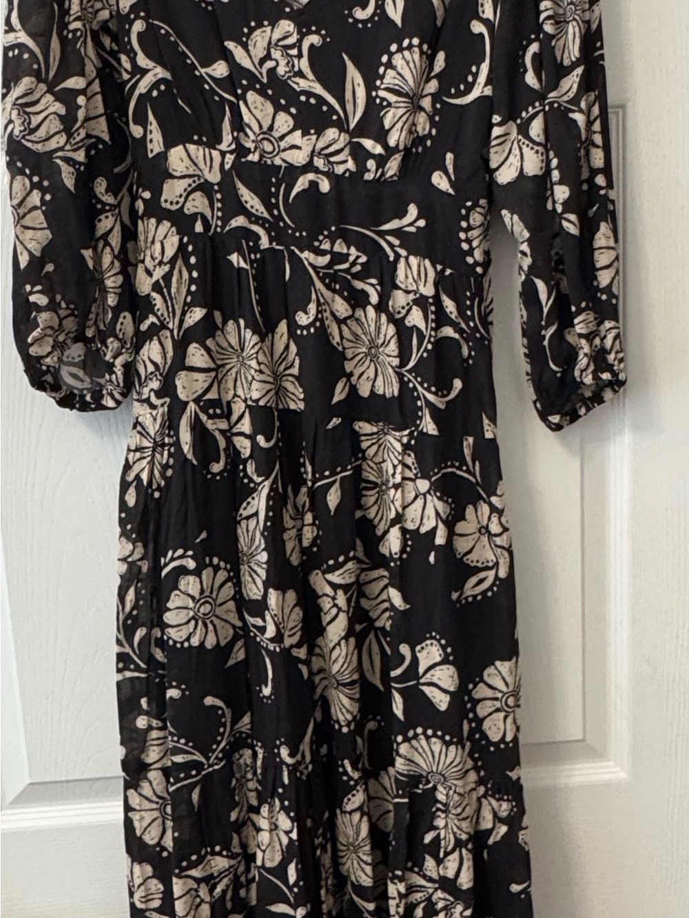 Z Supply Black Maxi Dress with Cream Floral Print
